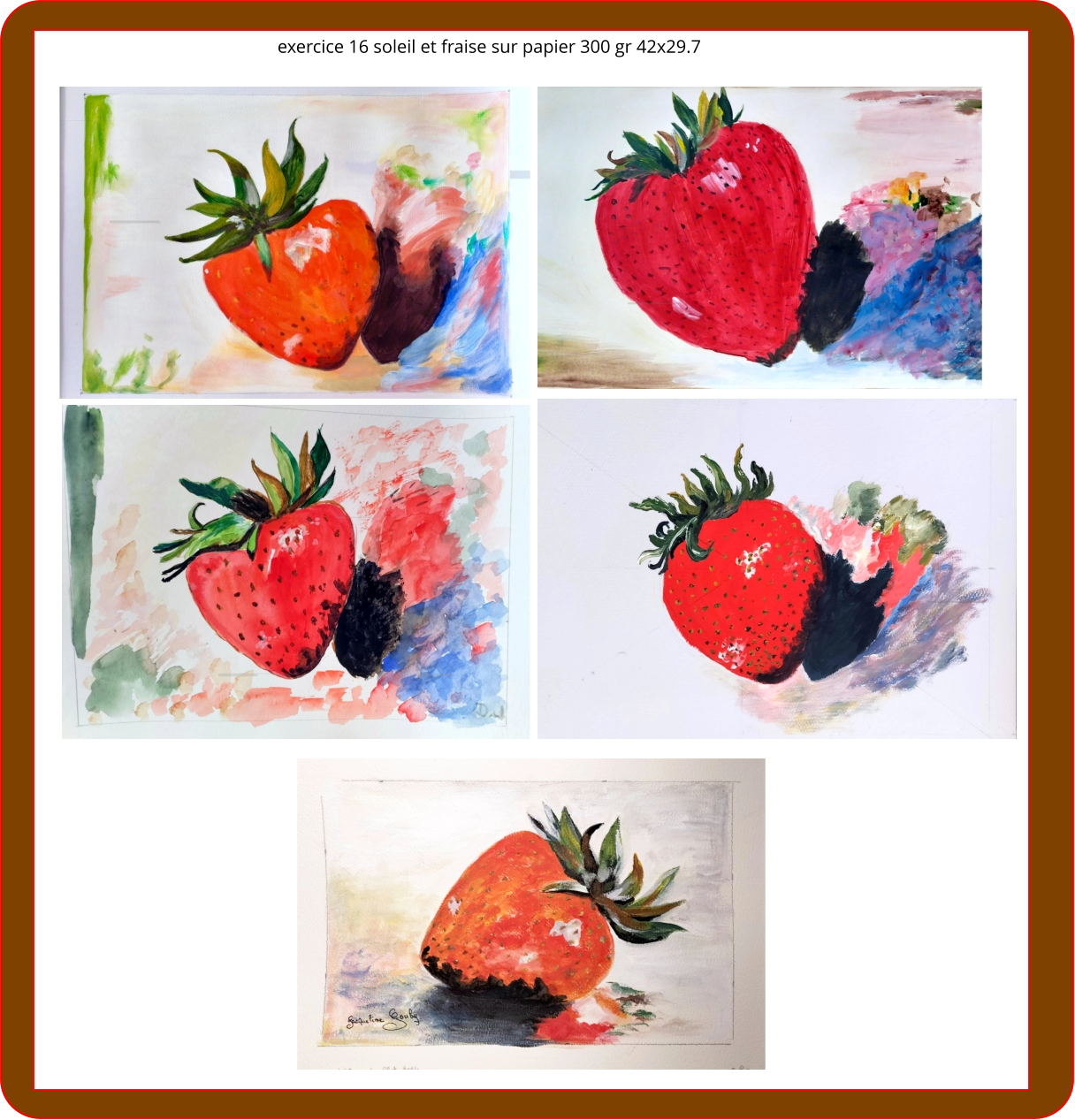 exercice 16 soleil et fraise sur papier 300 gr 42x29.7