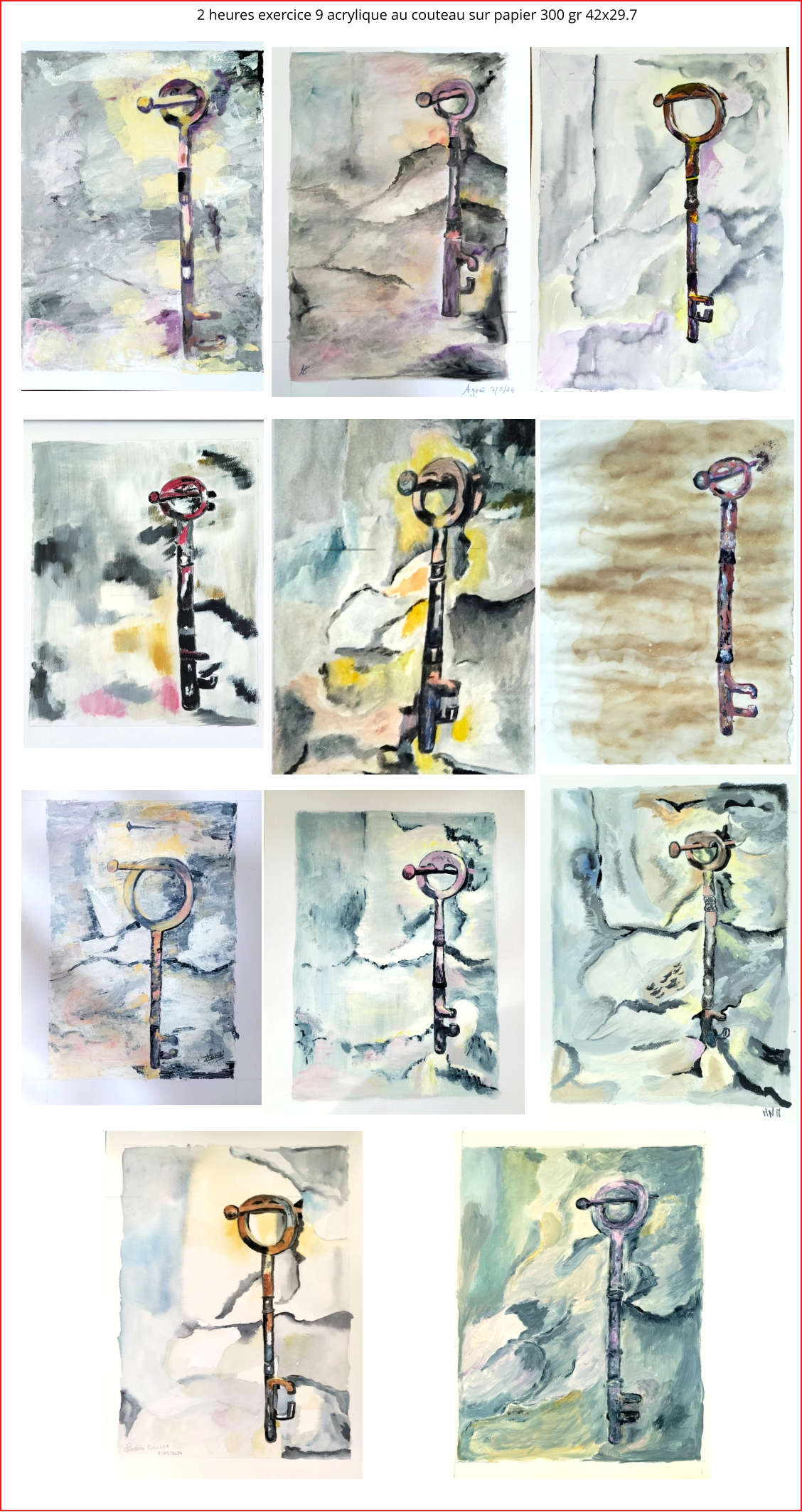 2 heures exercice 9 acrylique au couteau sur papier 300 gr 42x29.7