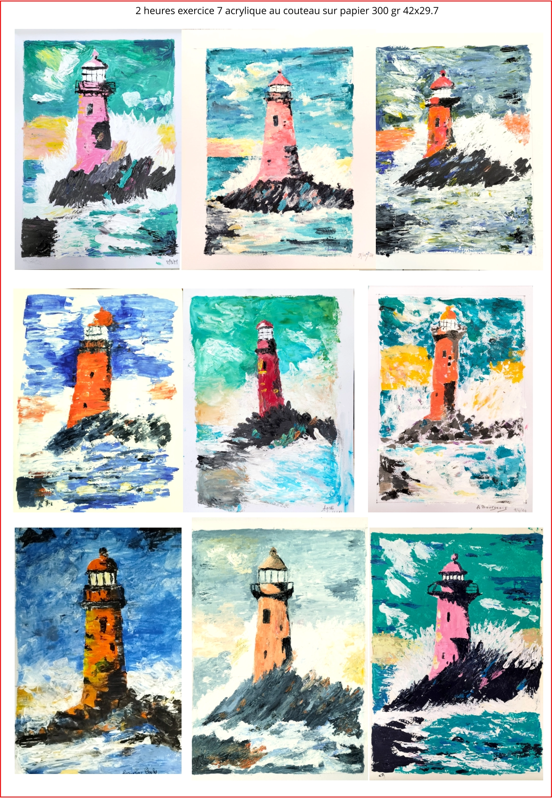 2 heures exercice 7 acrylique au couteau sur papier 300 gr 42x29.7