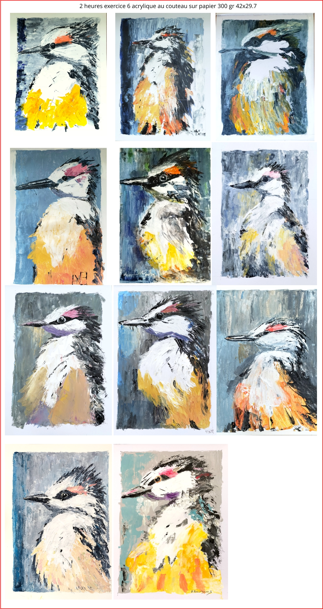 2 heures exercice 6 acrylique au couteau sur papier 300 gr 42x29.7