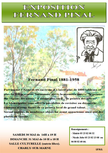 Exposition Fernand Pinal à charly sur Marne dans l'aisne les 30 et 31 mai 2015