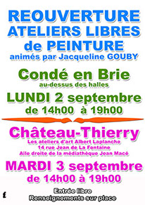 reouverture des ateliers libres de peinture de Condé en Brie et Château-Thierry dans le sud de l'Aisne reouverture des ateliers libres de peinture de Condé en Brie et Château-Thierry dans le sud de l'Aisne